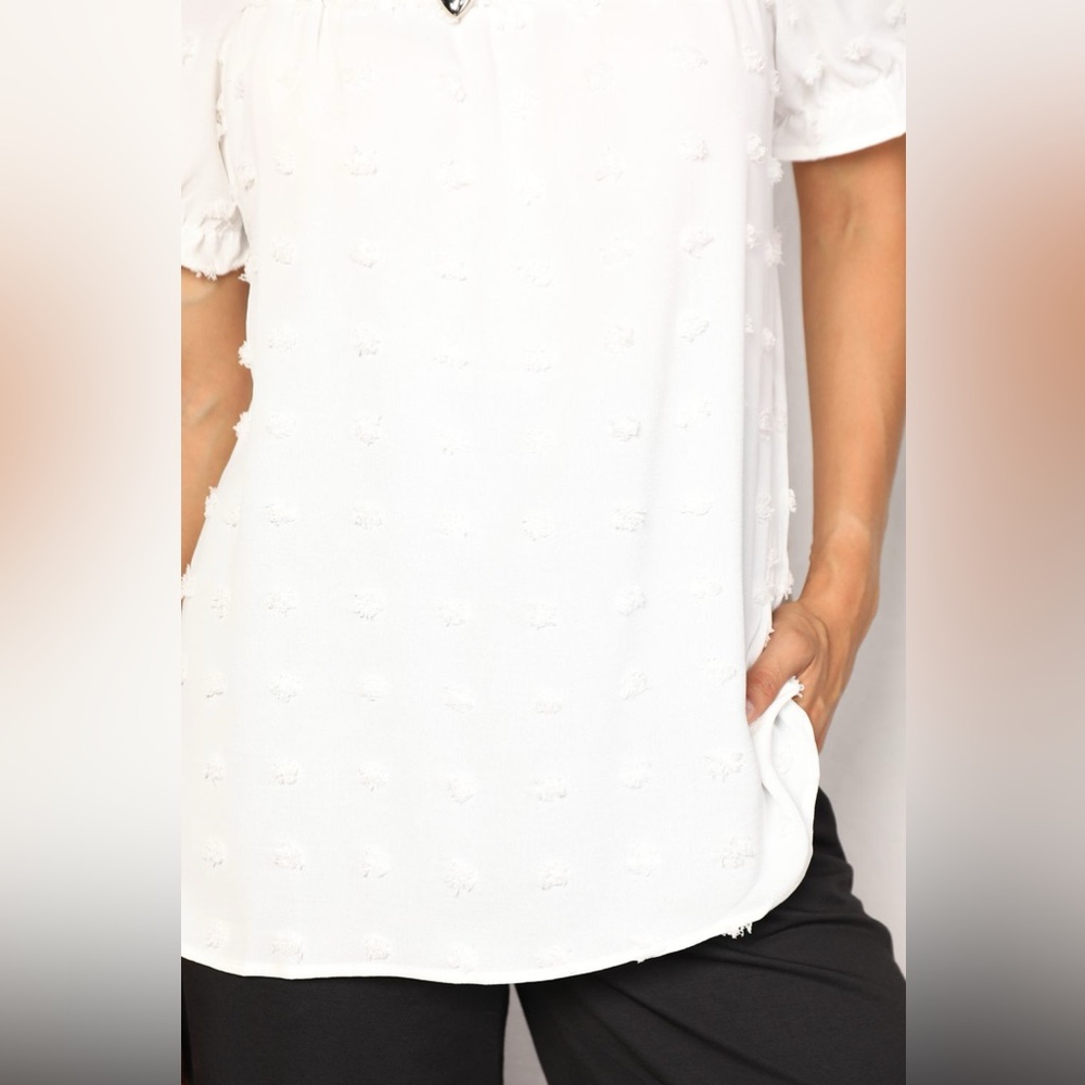 Mandy Swiss Dot Puff Sleeve Square Neck Blouse - Picture 3 of 11